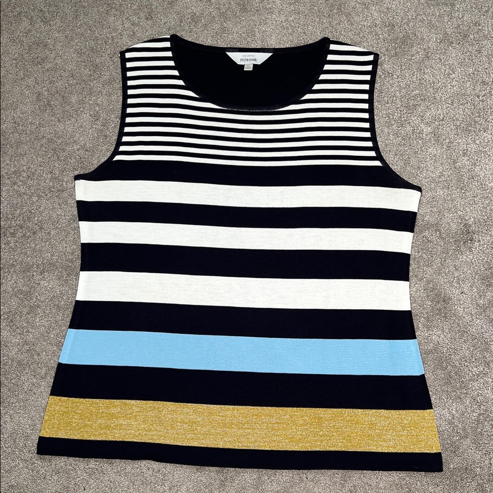 Exclusively Misook Striped Metallic Tank Top Size XL